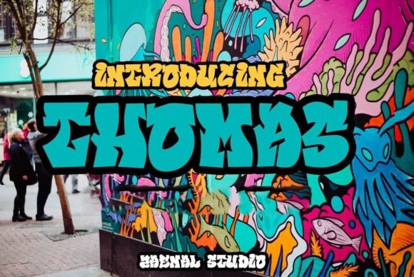 Thomas Font: A Fun Graffiti Display Typeface for Branding